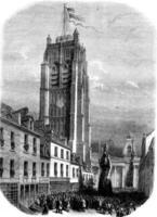 The Tower of Dunkirk, vintage engraving. photo