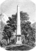 Despourrins high monument in the valley of Aspe, vintage engraving. photo