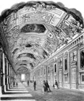 The Apollo Gallery in the Louvre, vintage engraving. photo