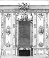 Interior panel of Rohan hotel specimen decoration of the time of Louis XV, by Boffrand, vintage engraving. photo