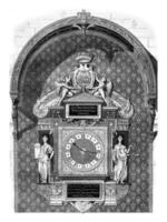 el reloj torre palacio de justicia en París, recientemente restaurado, Clásico grabado. foto