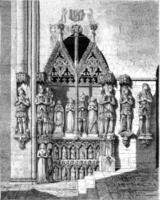 Restore monument erected to the counts of Neuchatel, in the Collegiate Neuchatel, vintage engraving. photo