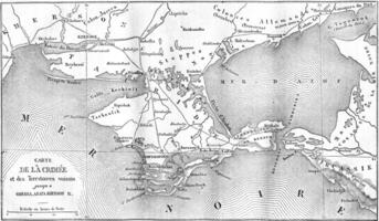 Map of the Crimea, vintage engraving. photo