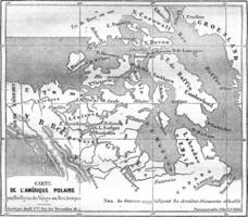 Map of the Polar America, vintage engraving. photo