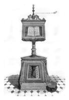 Wooden lectern in the church of Santa Maria in Organo, Verona, vintage engraving. photo