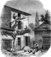 The House or is Prud'hon at Cluny, vintage engraving. photo