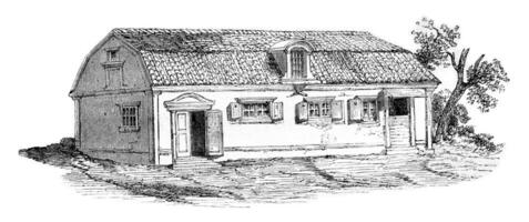 The home or Swedenborg lived in the suburb of Stockholm, vintage engraving. photo