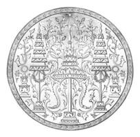 Seal of the second king of Siam, vintage engraving. photo