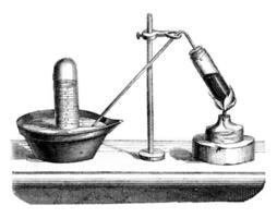 How to extracts the oxygen gas or mercury oxide red oxide, vintage engraving. photo