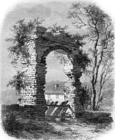 The Golden Gate, Frejus, vintage engraving. photo