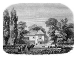 House Sismondi in Oaks, near Geneva, vintage engraving. photo