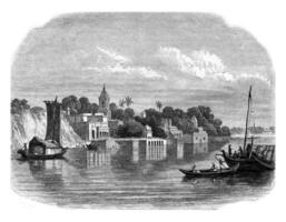 View of Cawnpore, modern city of the country of Ouche, vintage engraving. photo