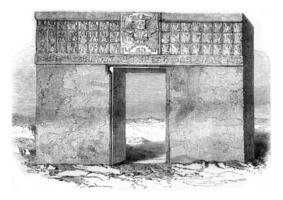 Tiahuanaco monolithic gate, By the lake of Chiquito, in Peru, vintage engraving. photo