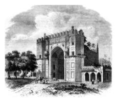 View in the gardens of Sultan Khosrou, in Allahabad, vintage engraving. photo