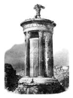 Choragic Monument of Lysicrates, vintage engraving. photo