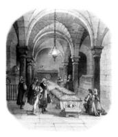 Crypt of the cathedral of Krakow, Tomb of Sobieski, vintage engraving. photo