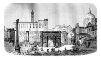 Campo Vaccino in Rome, vintage engraving. photo