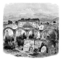 restos y cementerio en tlalmanalco México. decimosexto siglo, Clásico grabado. foto