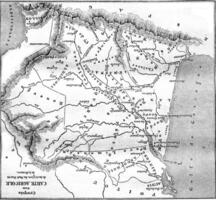 bosquejo de un agrícola mapa de el sur Oeste región de Francia, Clásico grabado. foto