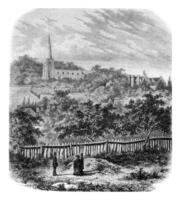 College of Harrow on the Hill, vintage engraving. photo