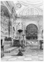 Tomb of Queen Anne Jagiellonian in the Cathedral of Krakow, vintage engraving. photo