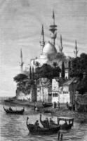 View of Sidon, vintage engraving. photo