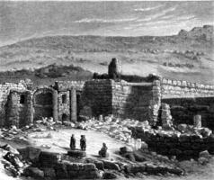 Rabbath Ammon, ruins, vintage engraving. photo