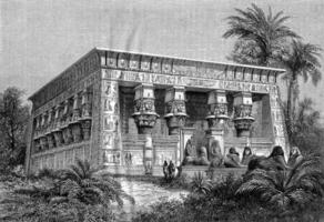 Universal Exhibition of 1867, The Egyptian Temple, vintage engraving. photo