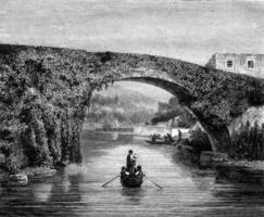 The bridge of Betharram, Lower Pyrenees, vintage engraving. photo