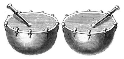 Timpani of war in 1536, vintage engraving. photo