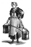 The Water Carrier, Cries of Paris in 1774, vintage engraving. photo