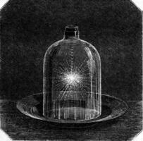 Iron combustion in oxygen, vintage engraving. photo