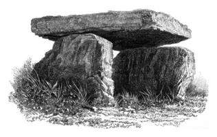 Dolmen discovered in Africa, in the valley of El Arouna, Kabylia, vintage engraving. photo