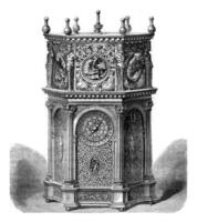 Clock of the sixteenth century, vintage engraving. photo
