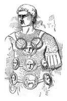 Decorated Roman warrior, vintage engraving. photo