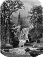 Geroldsauer Waterfall, vintage engraving. photo