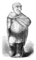 Louvre Museum, Maccus or antique Pulcinella, vintage engraving. photo