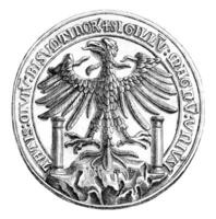 Great Seal of the town of Besancon in 1434, vintage engraving. photo