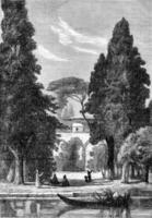 The Abandoned Gardens of Aschef. 1872 Painting at a Salon. Drawing by Alexander Bar. photo