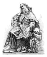 Statue of the prophet Elijah, by Alonso Cano, in the church of Saint John Kings in Toledo, vintage engraving. photo