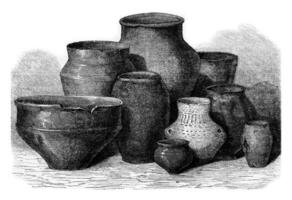 Manufacture de Sevres, Gallic pottery, vintage engraving. photo