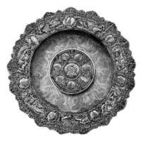 Tray vermeil of the seventeenth century, vintage engraving. photo
