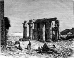 Ruins of the Ramesseum at Thebes, vintage engraving. photo