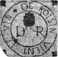 Registration tile of the church chapel Saint Amand les Eaux, North, Sixteenth century, vintage engraving. photo