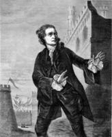 Garrick in Hamlet, vintage engraving. photo