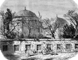 Tomb of Suleiman and Roxelana, in Constantinople, vintage engraving. photo