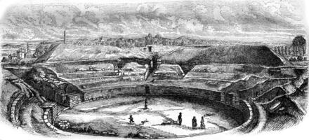 The Arena of Senlis in their current state, vintage engraving. photo