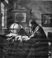 A geographer by Van der Meer of Delft, vintage engraving. photo