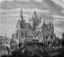 St. John's Cathedral of 's-Hertogenbosch, vintage engraving. photo