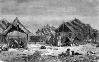 A Kurdish camp in Diyarbakir, vintage engraving. photo